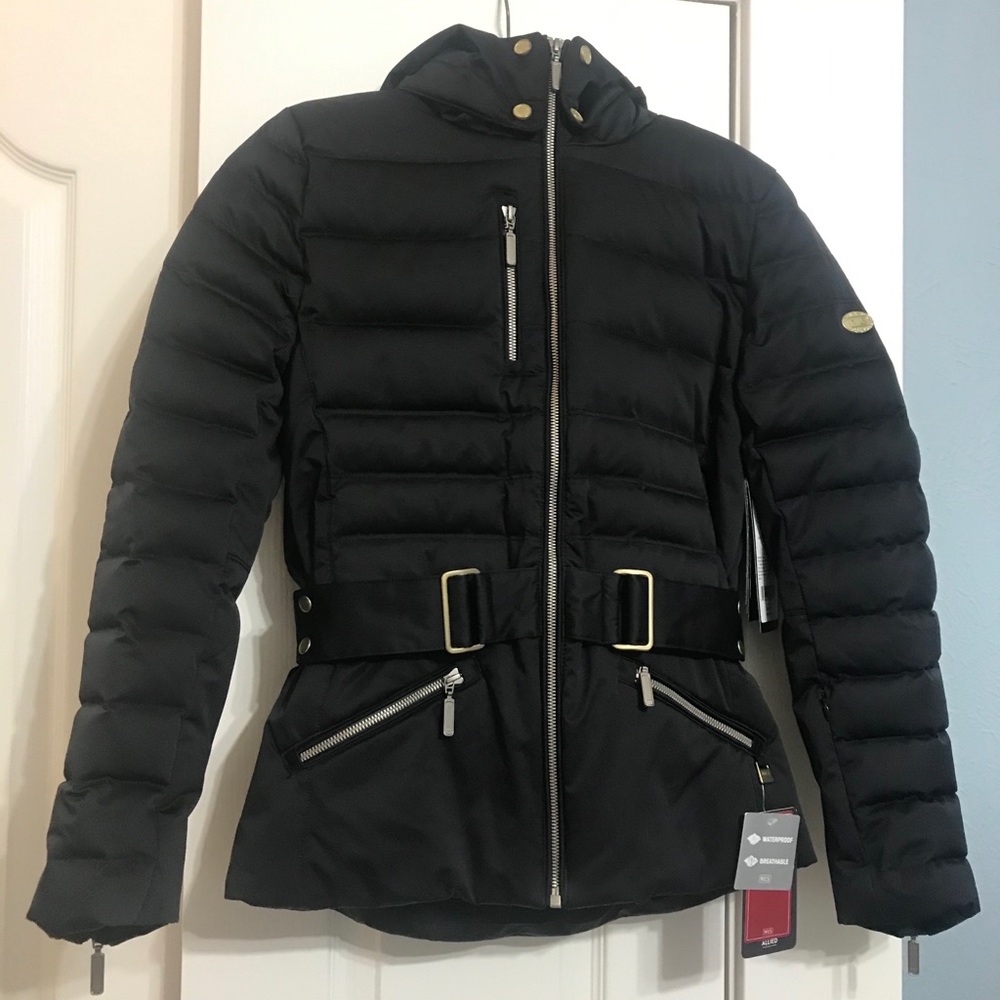 NILS Black Quilted Ski Jacket with Belt